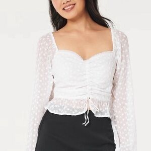 Hollister puff sleeve peplum croptop